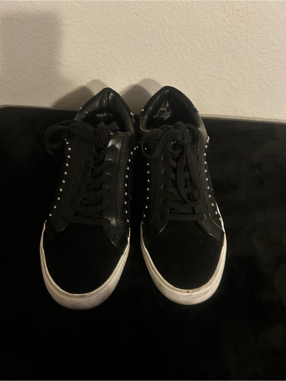 Steve Madden Black Studded Low-Top Sneakers - White Sole